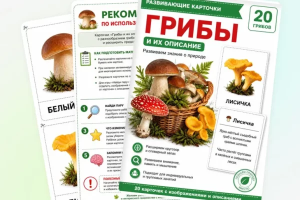 Карточки о грибах на «Пинтерест» ведут к инфографике, плакату и заданиям